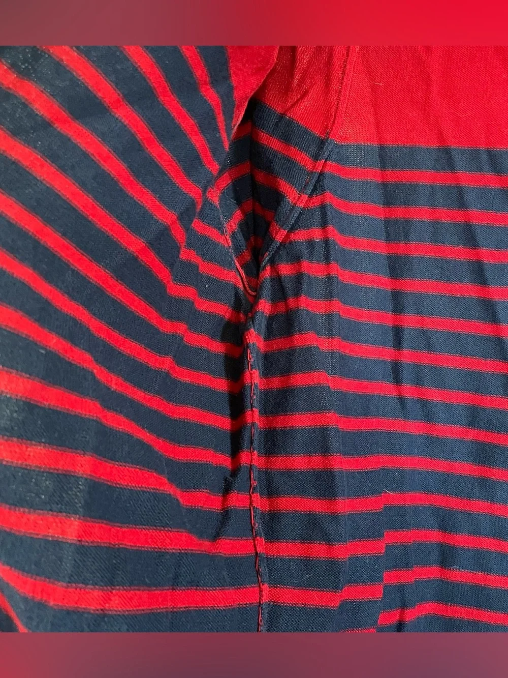 Lands End Red Navy Blue Nautical Cardigan size S 100% Cotton - Picture 4 of 13